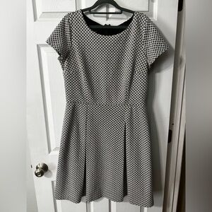Talbots Dress Womens Sz 14, Black White A-line Office Party Midi EUC